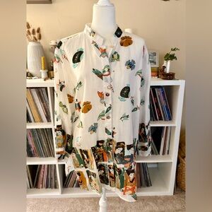 Citron of Santa Monica Size 1 100% Linen Japanese Long Sleeve Button Down Tunic